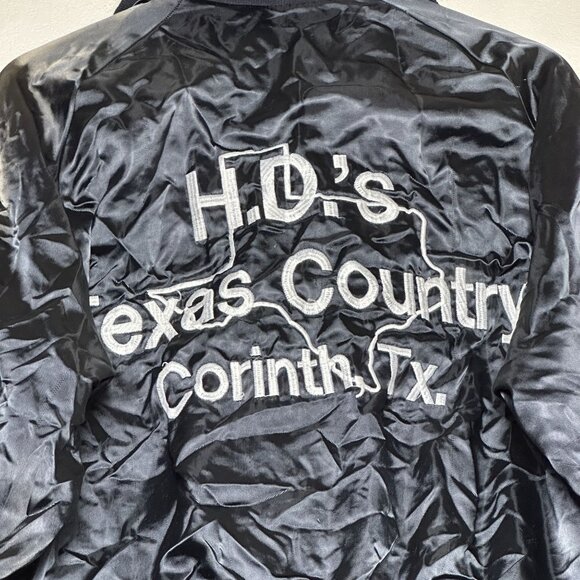 VTG Don Alleson Bomber Satin Varsity Jacket Women M Black "Lisa" 90s Button Up - Picture 6 of 15